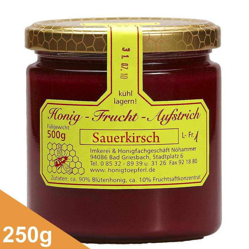 Fruchthonig „Sauerkirsch“ cremig (250 Gr.) | Griesbacher Honigtöpferl